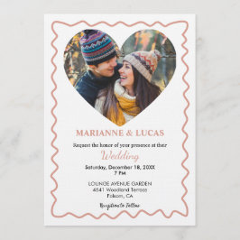 Convite Romântico Coração de Ouro Rosa Foto Casamento
