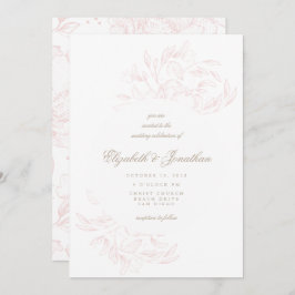 Convite Romântico Elegante De Casamento Floral Rom