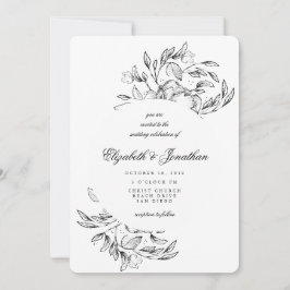 Convite Romântico Elegante De Casamento Floral Rom