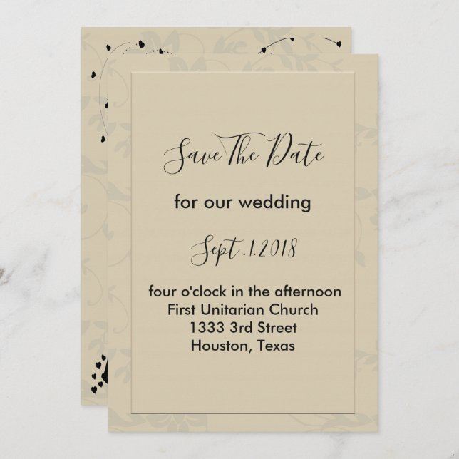 Convite Romântico Elegante moderno salve a data (Frente/Verso)