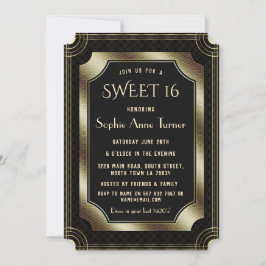 Convite Romântico Excelente preto Gatsby Art Deco 20s SWEE