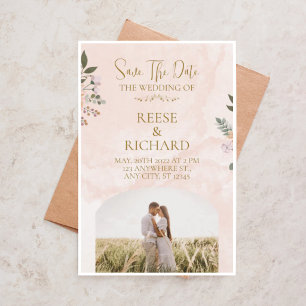 Convite "Romântico Floral em Pastel Save the Date Casament