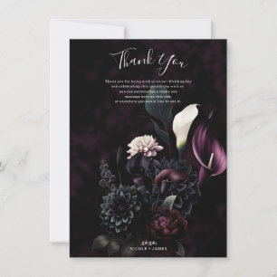 Convite Romântico Floral Escuro Agradecimento de Casamento