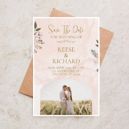 Convite "Romântico Floral Pastel Salve a Data Casamento