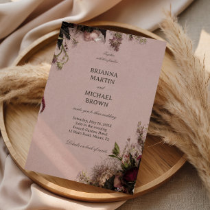 Convite Romântico Floral Rosa