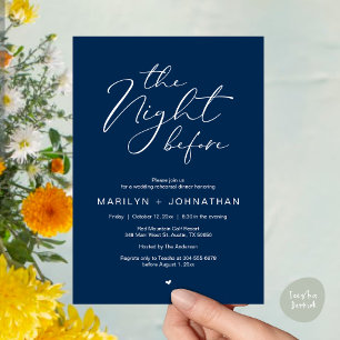 Convite Romântico Jantar de Ensaios de Casamento Na Noite