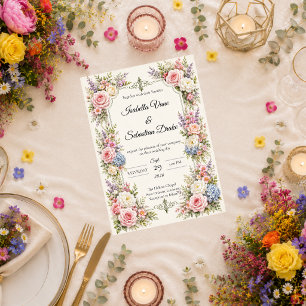 Convite Romântico Jardim Pastel Elegância Casamento