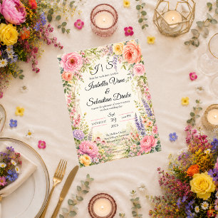 Convite Romântico Jardim Secreto Florido Casamento 