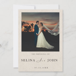 Convite Romântico Minimalista Creme Moderno Foto Casamento