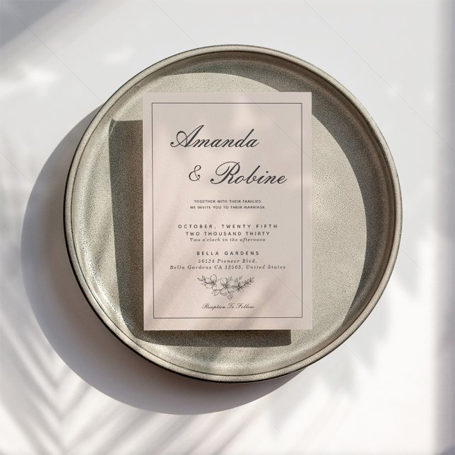 Convite Romântico Moderno Blush Pink Casation (Criador carregado)