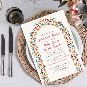 Convite Romântico Moderno Jantar de Ensaios Floral Elegant