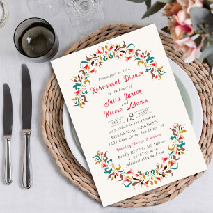 Convite Romântico Moderno Jantar de Ensaios Floral Elegant