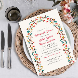 Convite Romântico Moderno Jantar de Ensaios Floral Elegant