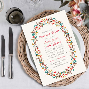 Convite Romântico Moderno Jantar de Ensaios Floral Elegant