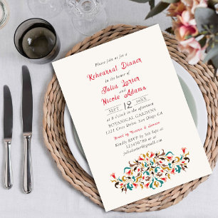 Convite Romântico Moderno Jantar de Ensaios Floral Elegant