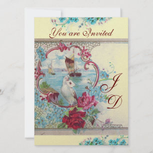 Convite ROMÂNTICO  MONOGRAMA papel metálico Champagne Bran