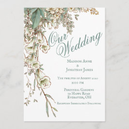 Convite Romântico Nosso Escrito Floral De Casamento Elegan