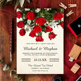 Convite Romântico para Casamento de Buquês de Rosa