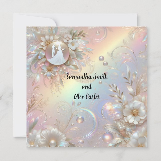 Convite Romântico para Casamento de Casais (Frente)