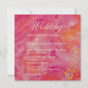 Convite Romântico para Casamento de Cor Quente