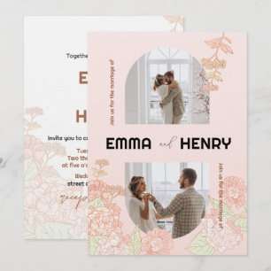 Convite Romântico para Casamento de Fotos Elegante