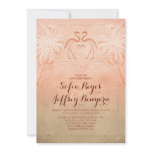 Convite Romântico para Casamento de Praia Flamingo