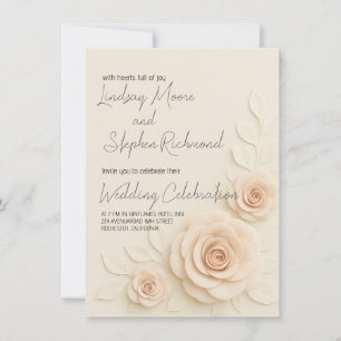 Convite Romântico para Casamento de Rosa Blush 3D 