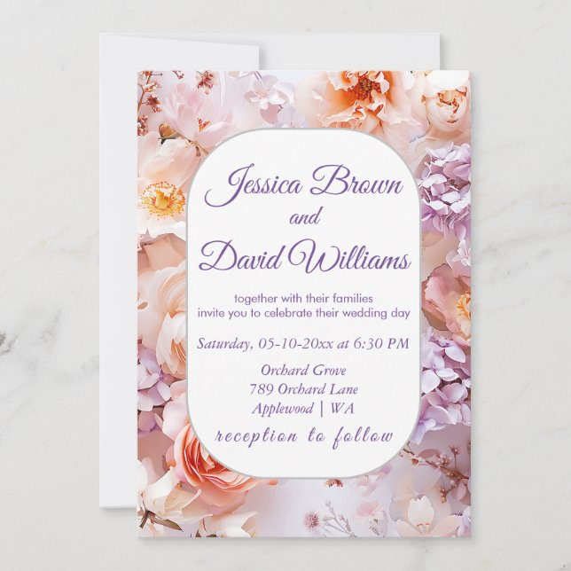 Convite Romântico para Casamento do Jardim Escamud (Frente)