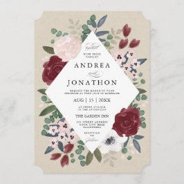 Convite Romântico para Casamento Florais