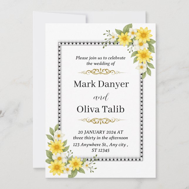 Convite Romântico para Casamento | Modelo Personal (Frente)