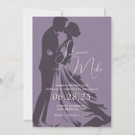 Convite Romântico para Casamento Roxo