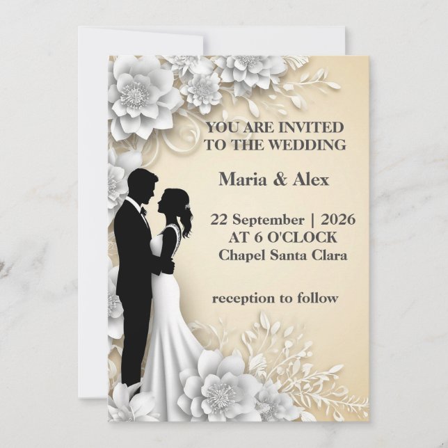 ✨ Convite Romântico Para Celebração de Casamento ✨ (Frente)