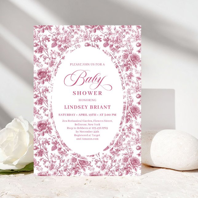 Convite Romântico Rosa Floral Po dusty Boho Chá de Bebê (Romantic Dusty Pink Floral Roses Baby Shower Invite)