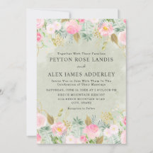 Romântico Rosa Floral Verde Dourado Casamento