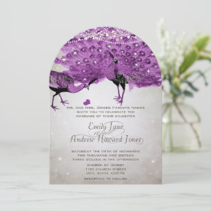 Convite Romântico Rústico Pote de Pedra Radiant Roxo Pavão