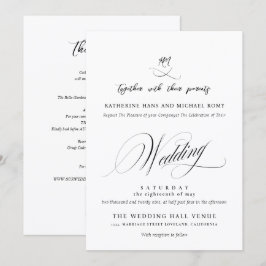 Convite Romântico Script Caligrafia Elegante Casamento