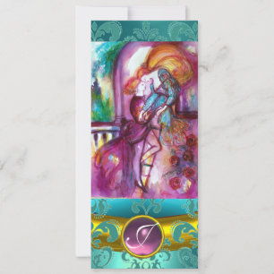 Convite ROMEO E JULIET cor-de-rosa Azul Aqua,Teal Damask F