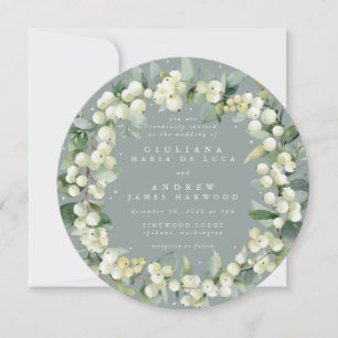 Convite Ronda Seafoam Snowberry+Eucalyptus Wreath Casament
