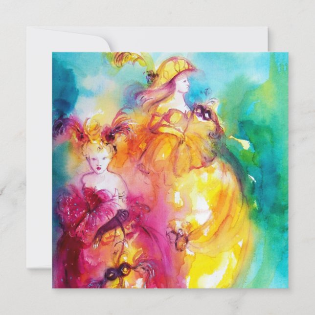 Convite RONDO IN LAGOON, Doce 16 Mascarada (Frente)