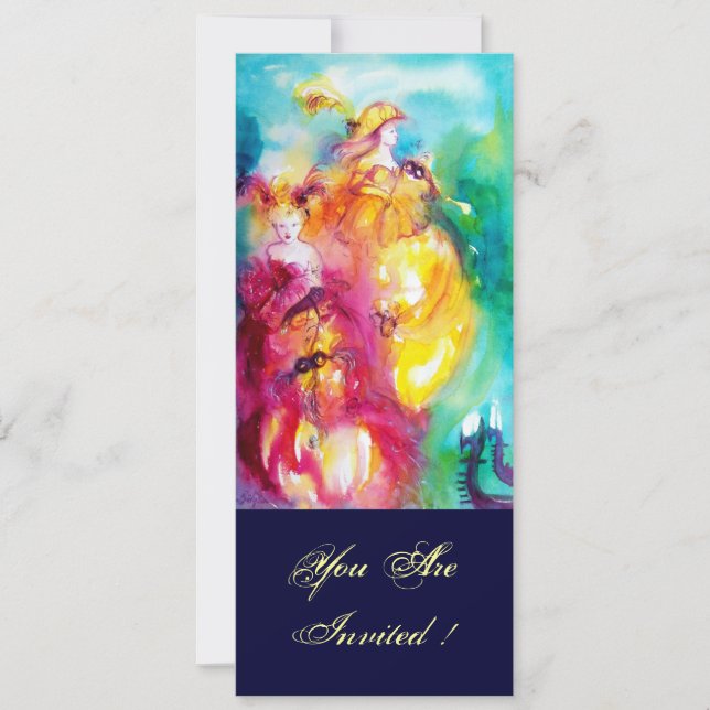 Convite RONDO IN LAGOON, Doce 16 Mascarada (Frente)