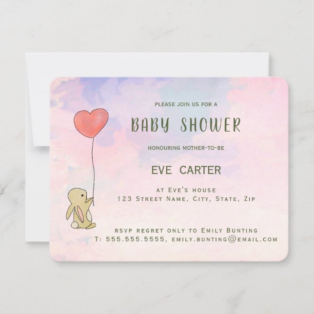 Convite Roo Bunny - Balão do Coração (Frente)