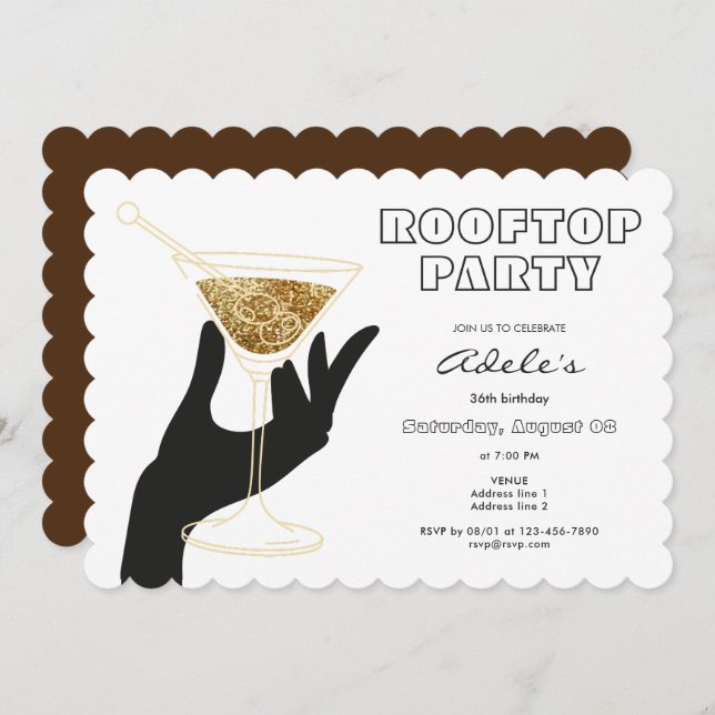Convite Rooftop Sky Bar Lounge Noite Ouvindo Aniversário (Frente/Verso)