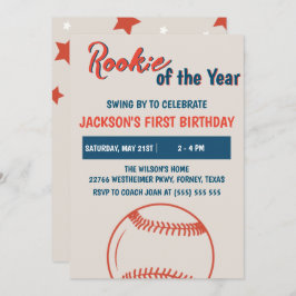 Convite Rookie da Festa de aniversário de Beisebol do Ano