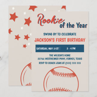 Convite Rookie da Festa de aniversário de Beisebol do Ano