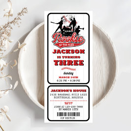 Convite Rookie Do Ano Do aniversário de 3 anos De Bilhete 