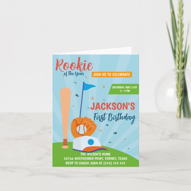Convite Rookie do Ano do Partido do primeiro aniversario B (Frente)
