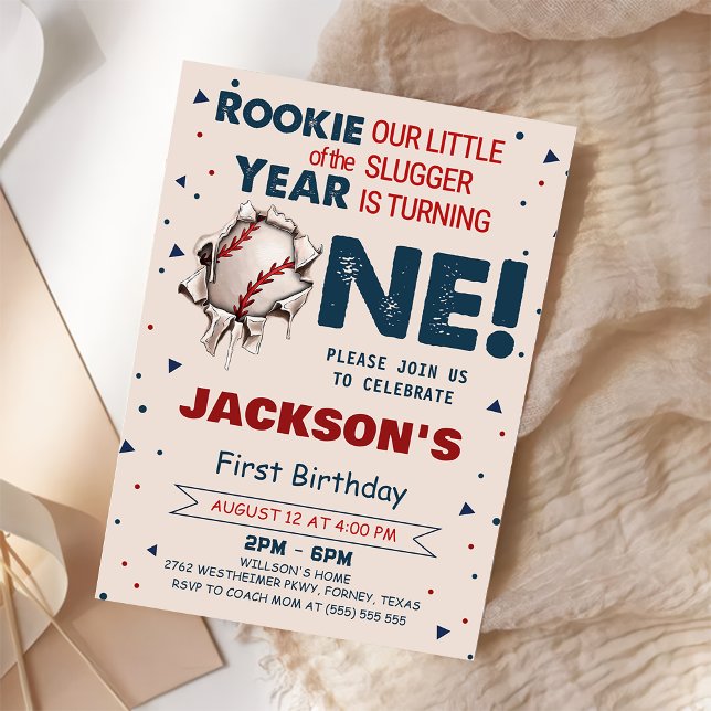 Convite Rookie do Ano do primeiro aniversario Baseball (Criador carregado)