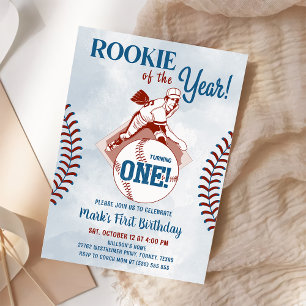 Convite Rookie do Ano do primeiro aniversario Baseball