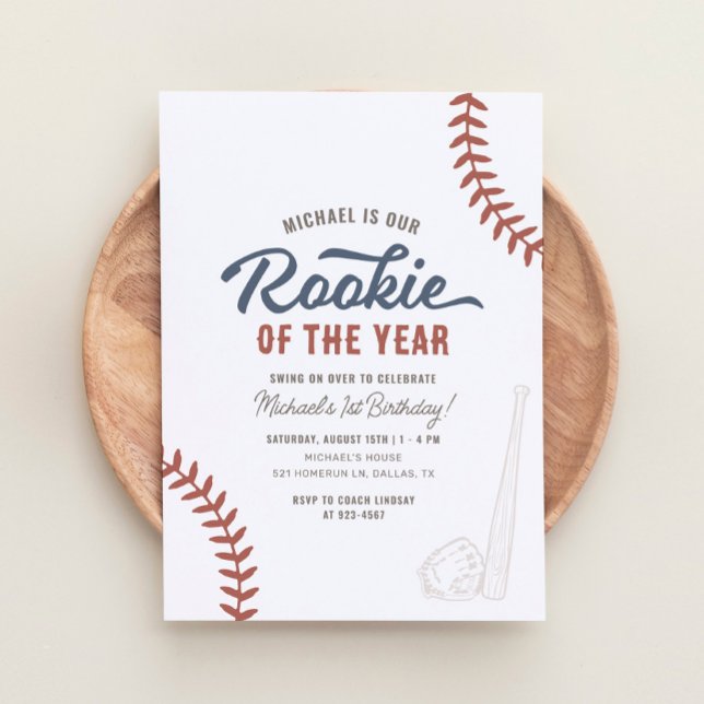 Convite Rookie do Ano do primeiro aniversario Baseball (Criador carregado)