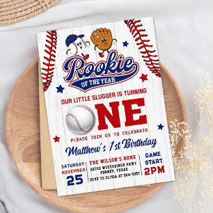 Convite Rookie do Ano do primeiro aniversario Baseball